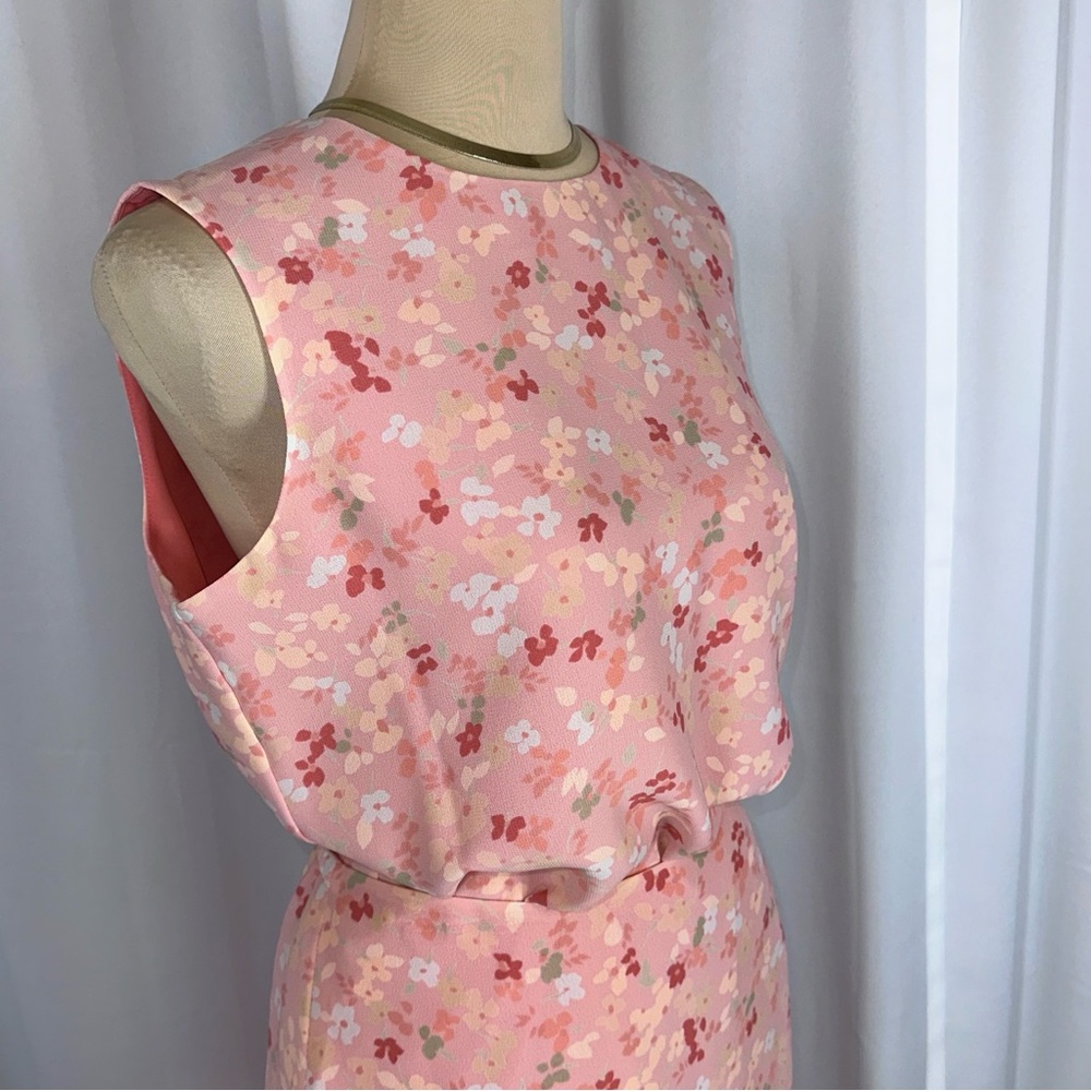 Liz Claiborne Villager Skirt Outfit Set Sz 8 Pink Floral Buttons Up Back Easter - Picture 2 of 15